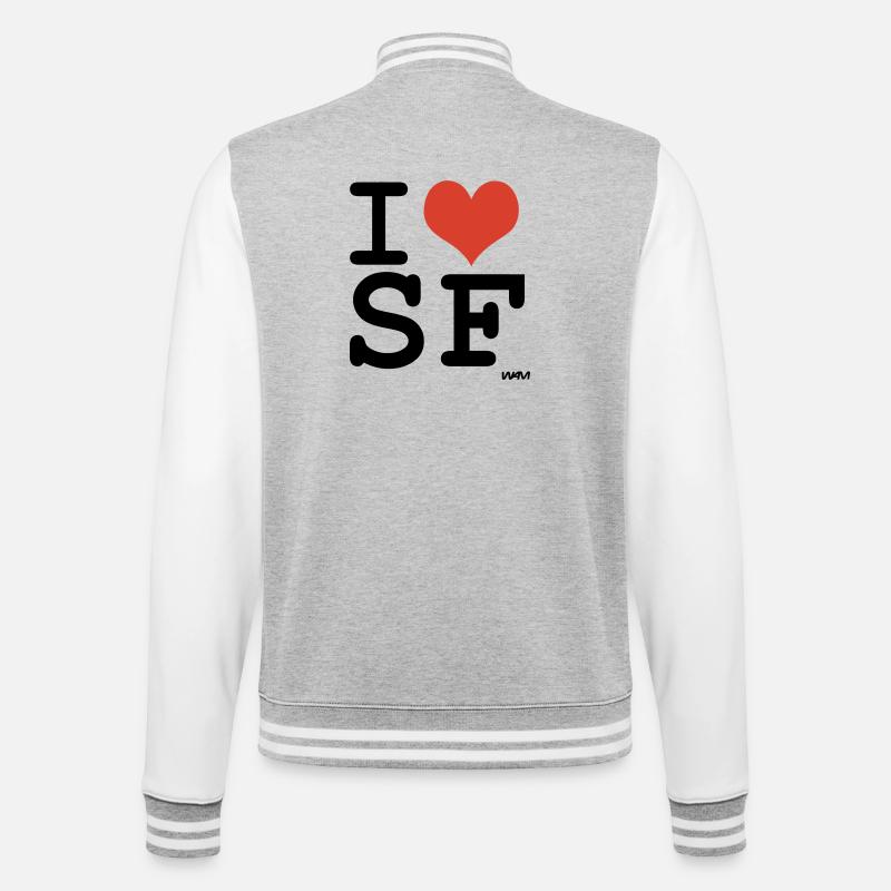 i love SF - College-Sweatjacke - Grau meliert/Weiß