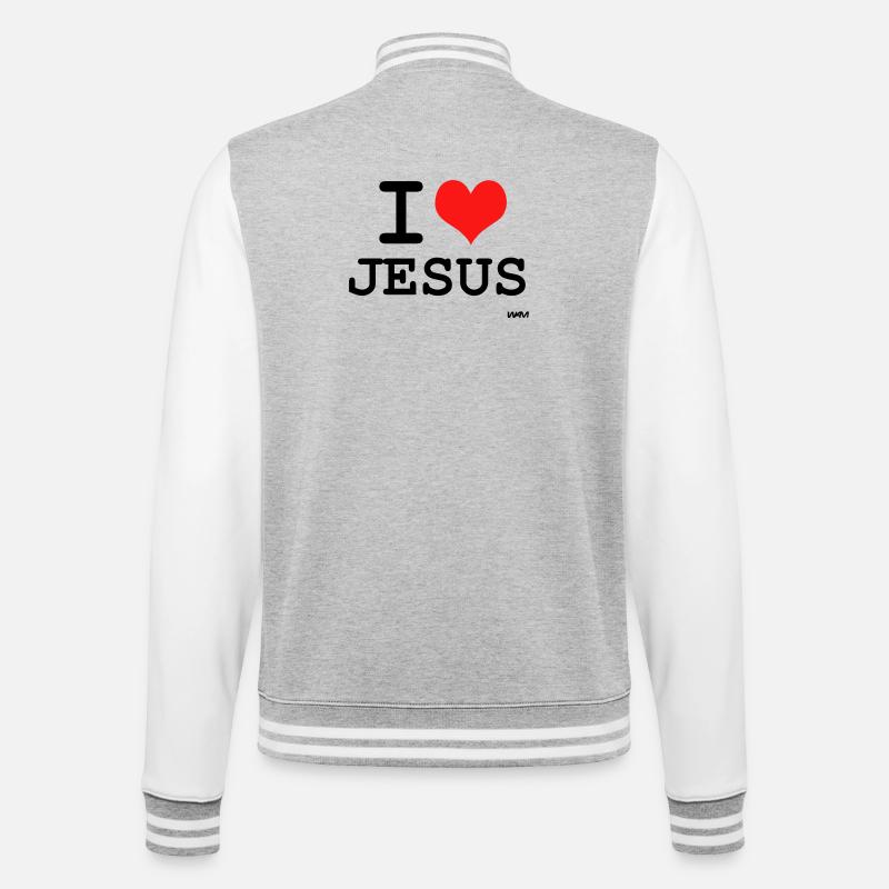 jesus - College-Sweatjacke - Grau meliert/Weiß