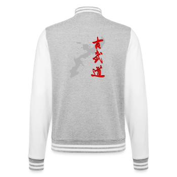 Okinawa - Kobudo - Kanji - College-Sweatjacke - Grau meliert/Weiß - Hinten - Marisol (170cm)