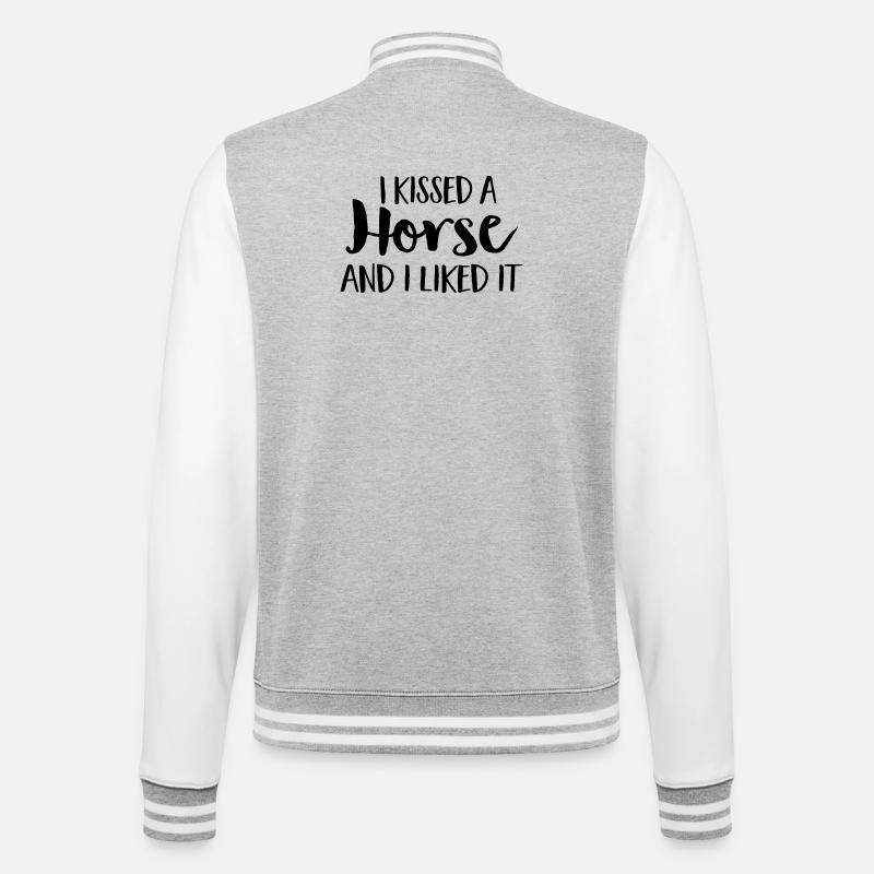 Pferd - College-Sweatjacke - Grau meliert/Weiß
