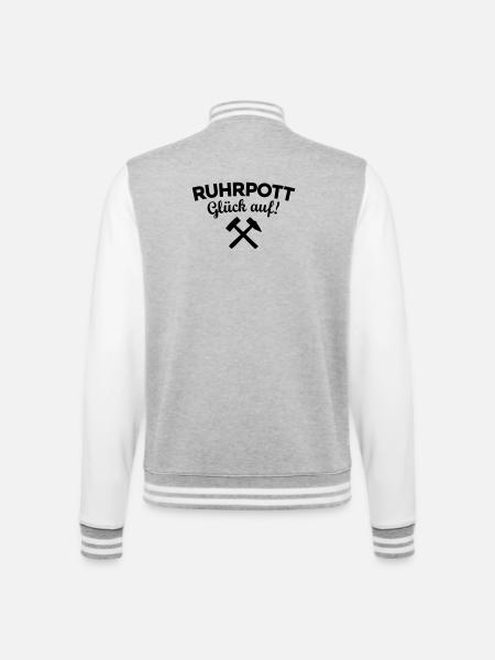 Ruhrpott Glück Auf Ruhrgebiet - College-Sweatjacke - Grau meliert/Weiß