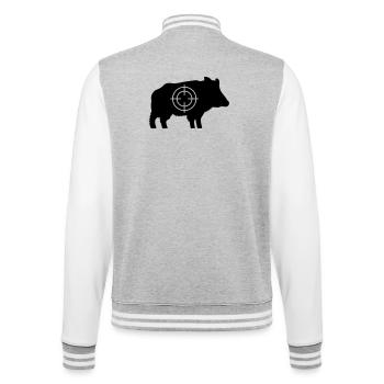 Wildschwein mit Fadenkreuz - College-Sweatjacke - Grau meliert/Weiß - Hinten - Marisol (170cm)