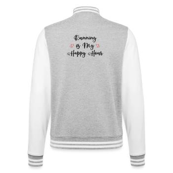 Running is My Happy Hour - College Sweat Jacket - heather grey/white - Back - Marisol (170cm)