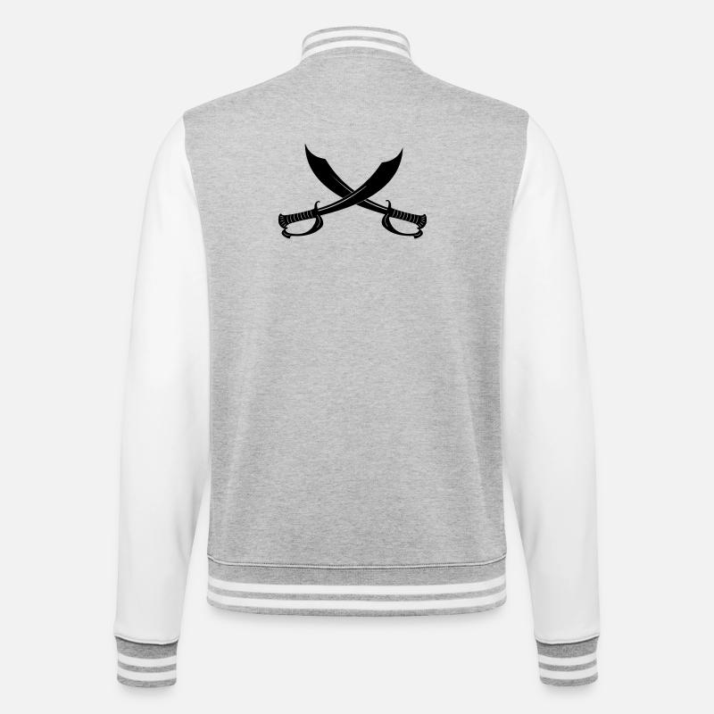 Zwei Schwerter - College-Sweatjacke - Grau meliert/Weiß