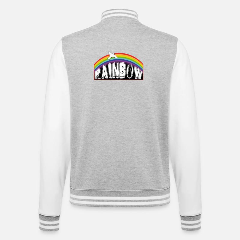 RAINBOW Schriftzug mit Taube - College-Sweatjacke - Grau meliert/Weiß