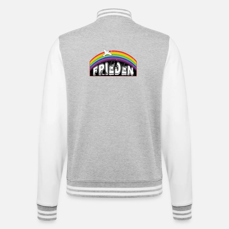RAINBOW Regenbogen FRIEDEN - College-Sweatjacke - Grau meliert/Weiß