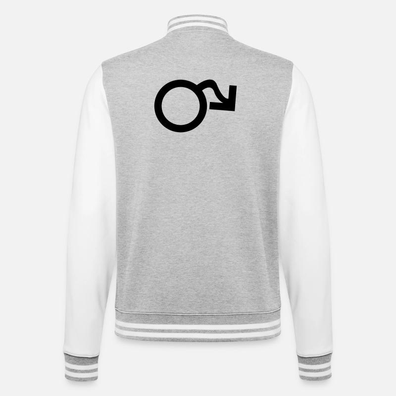 Symbol männlich hängend - College-Sweatjacke - Grau meliert/Weiß