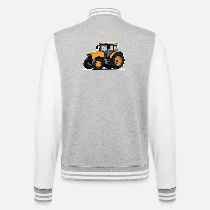 Traktor, Trecker, Schlepper - College-Sweatjacke - Grau meliert/Weiß