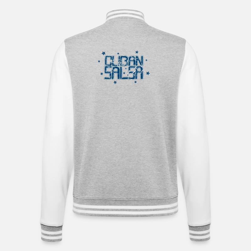 Cuban Salsa Rueda Timba Dancing - College Sweat Jacket - heather grey/white