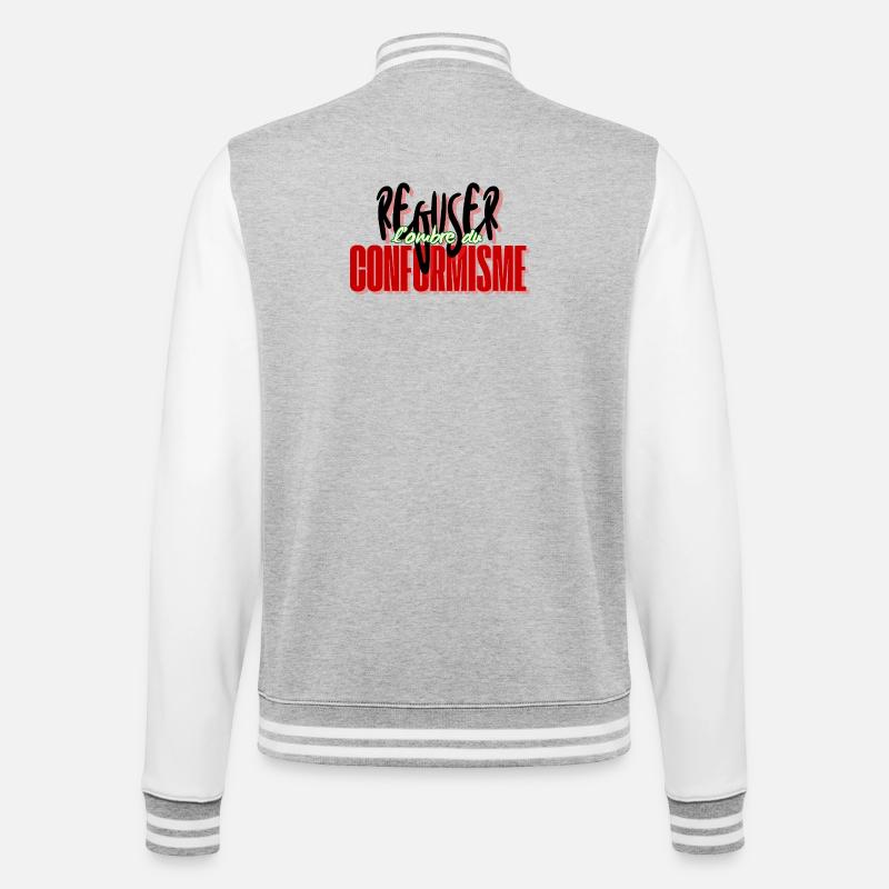 Refuser le conformisme - Veste Teddy - gris chiné / blanc