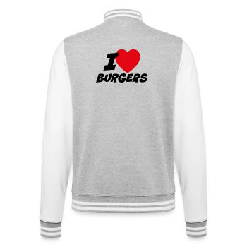 Ich liebe Burger - College-Sweatjacke - Grau meliert/Weiß - Hinten - Marisol (170cm)