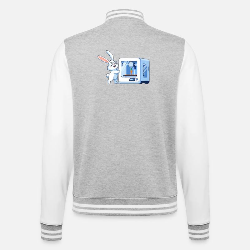 Lustiges Kaninchen Nerd Programmierer 3D Drucker - College-Sweatjacke - Grau meliert/Weiß