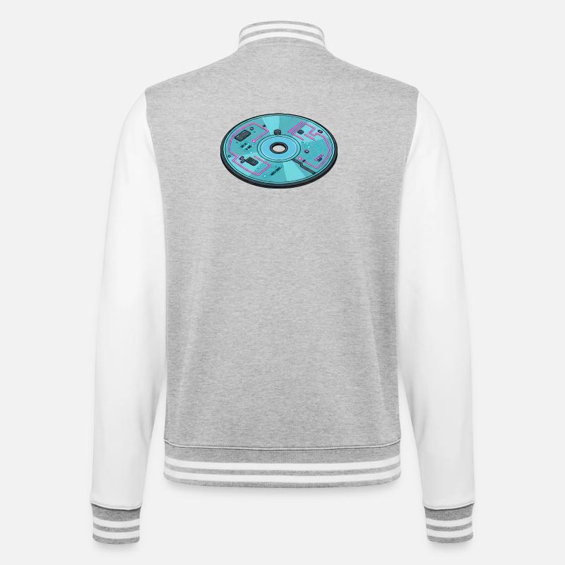 Digitale Zukunft Computer 90er Retro Design - College-Sweatjacke - Grau meliert/Weiß