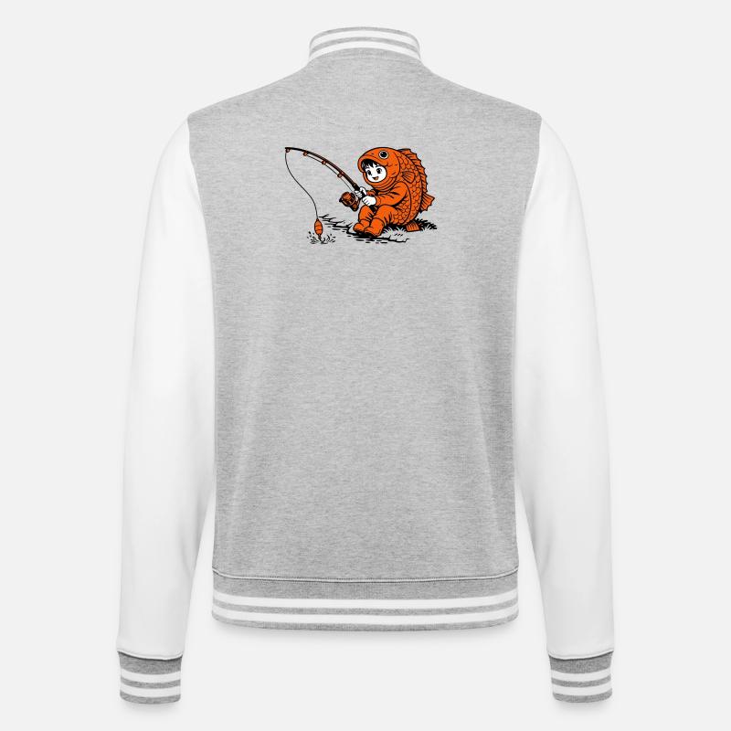 Garçon en costume de poisson pêcheant - Veste Teddy - gris chiné / blanc