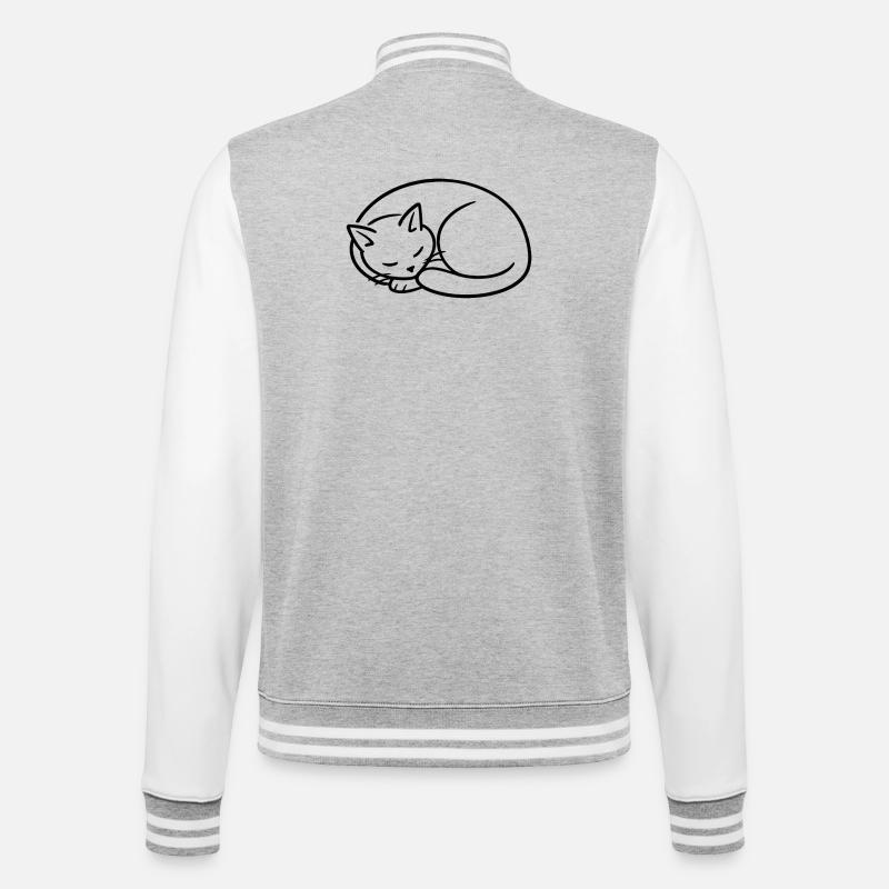 Sleeping Cat Line Study - College Sweat Jacket - heather grey/white