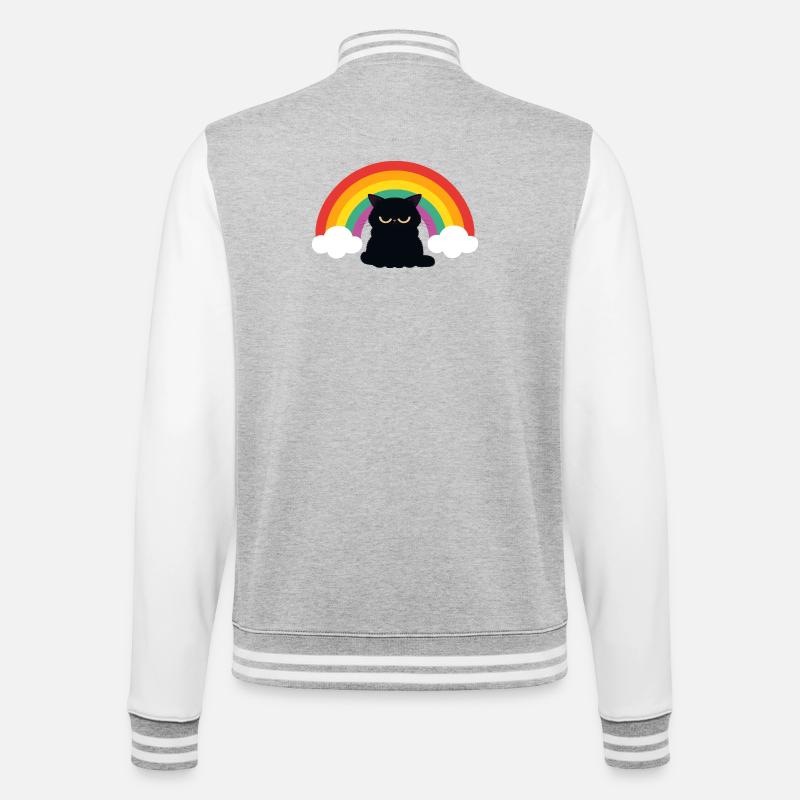 Mürrische Katze unterm Regenbogen - College Sweat Jacket - heather grey/white
