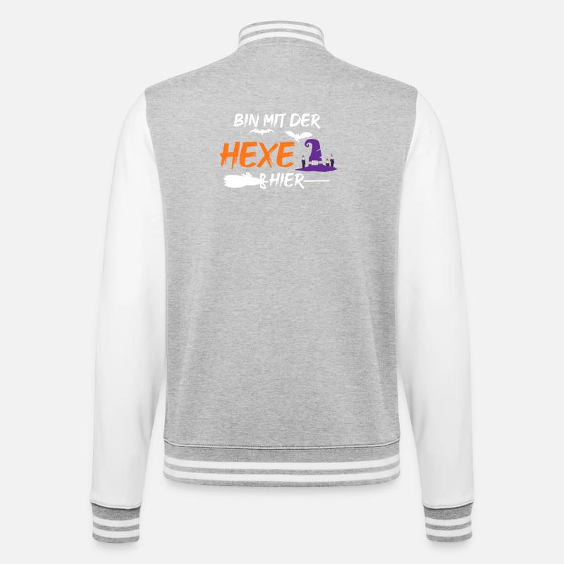Halloween Hexe - College-Sweatjacke - Grau meliert/Weiß