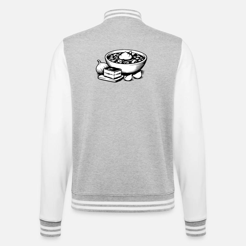 Borsch - College-Sweatjacke - Grau meliert/Weiß