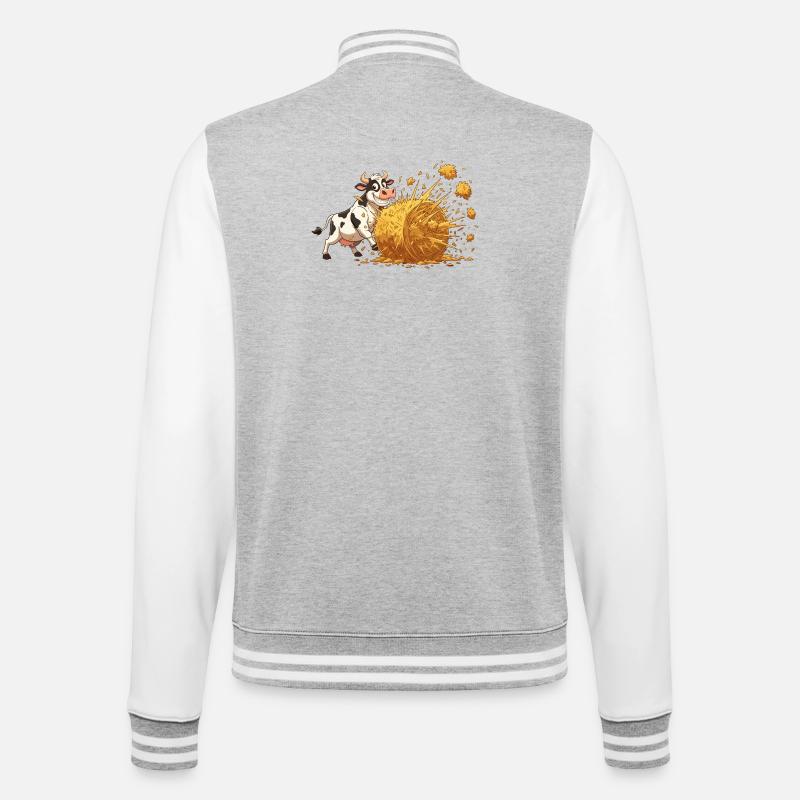 Explosion de vache et de foin - Veste Teddy - gris chiné / blanc