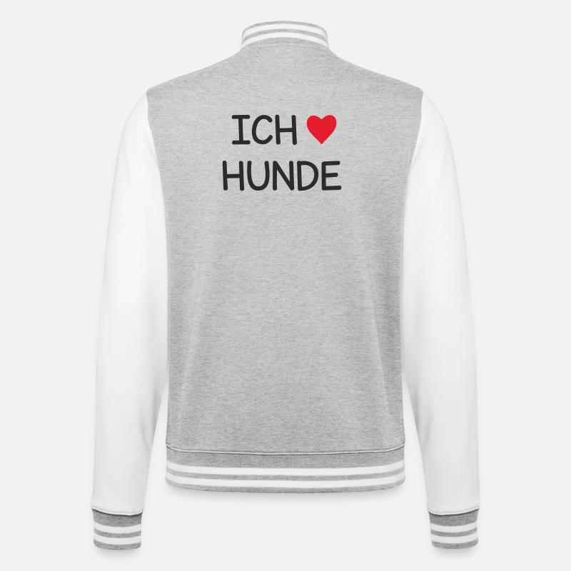Ich ❤️ Hunde – Süßes Hundeliebe Textdesign - College-Sweatjacke - Grau meliert/Weiß