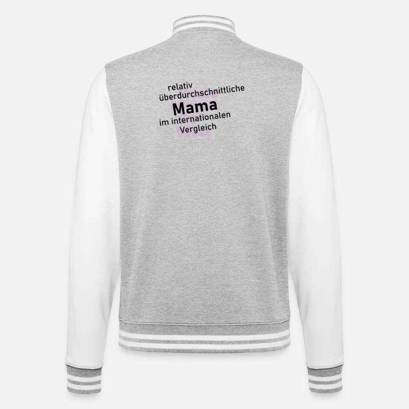 überdurchschnittliche mama - College-Sweatjacke - Grau meliert/Weiß