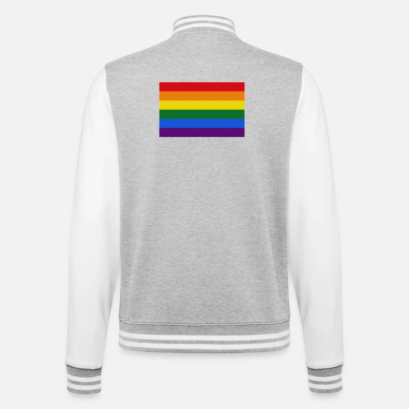 Schwule Regenbogenflagge - College-Sweatjacke - Grau meliert/Weiß