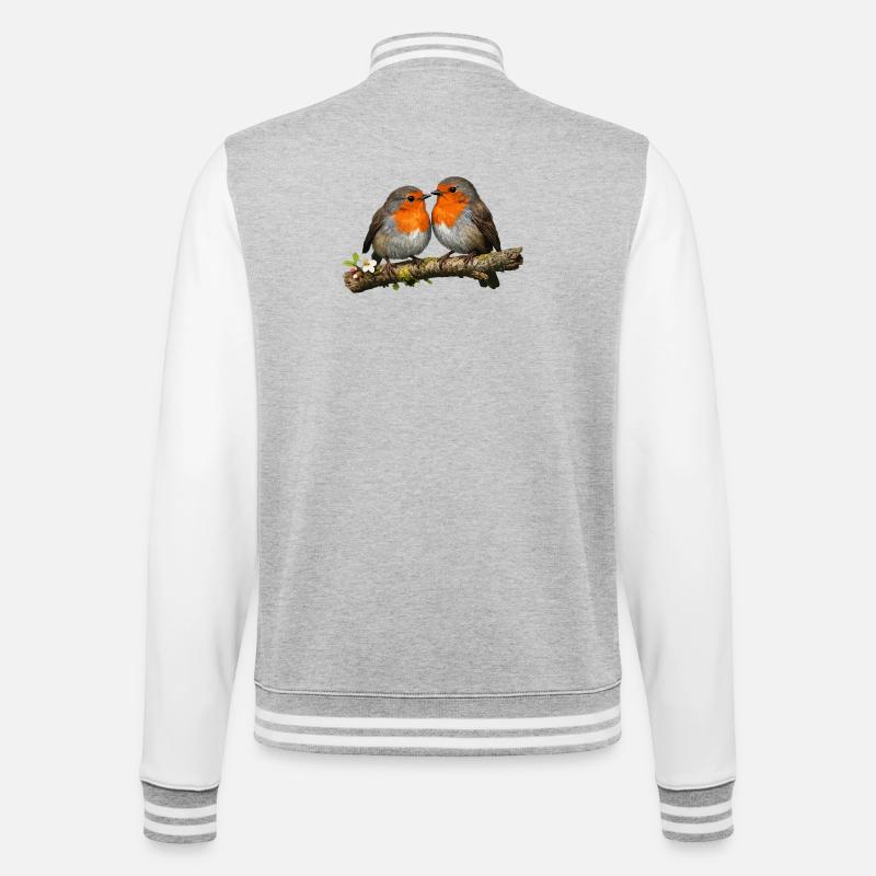 Duo Red Robin on Branch - College Sweat Jacket - heather grey/white