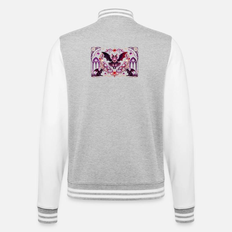 Gotische Vampirkatze Dunkle Fantasy Hexendesign - College-Sweatjacke - Grau meliert/Weiß