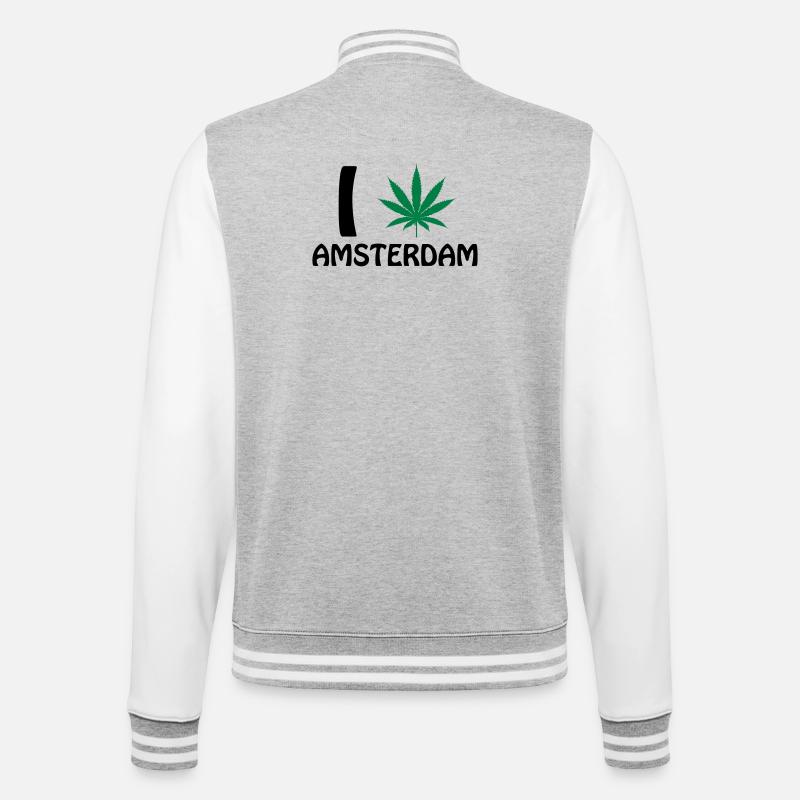 I Love Amsterdam - College-Sweatjacke - Grau meliert/Weiß