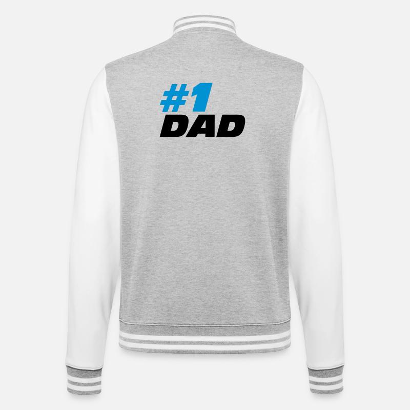 #1 Dad - College-Sweatjacke - Grau meliert/Weiß