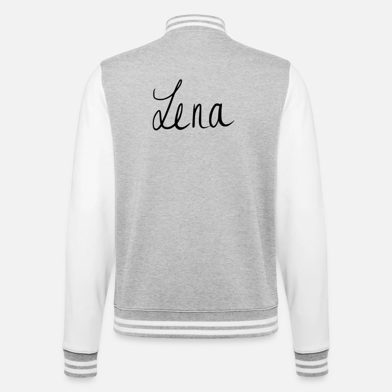 Lena - College-Sweatjacke - Grau meliert/Weiß