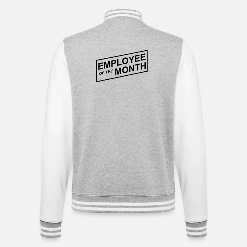 Mitarbeiter des Monats - College-Sweatjacke - Grau meliert/Weiß