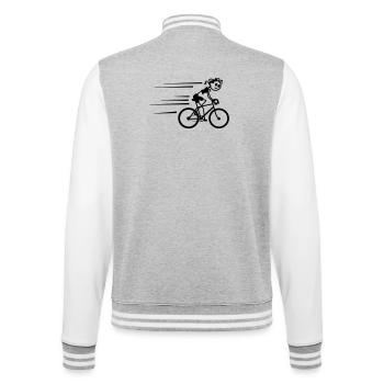 Radfahrer Strichmännchen radeln schnell - College-Sweatjacke - Grau meliert/Weiß - Hinten - Marisol (170cm)