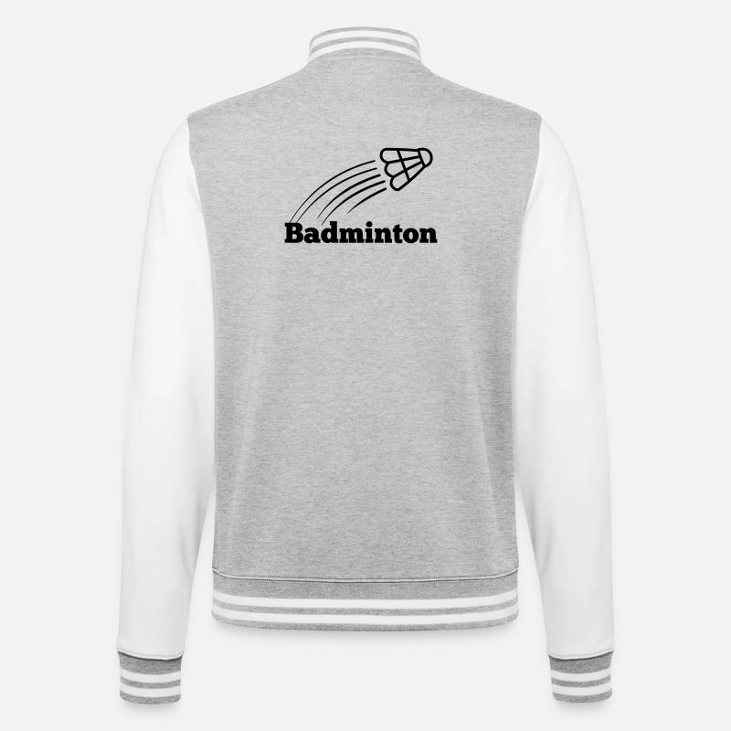 Badminton text with shuttle flying up - College Sweat Jacket - heather grey/white