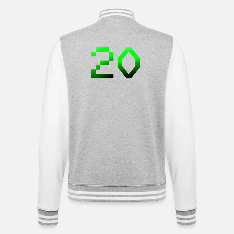 jubiläumsfeier, 20 Pixelig - College-Sweatjacke - Grau meliert/Weiß