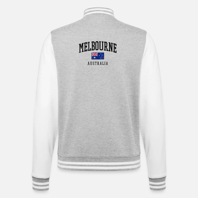 Melbourne, Australie, Conception du drapeau - Veste Teddy - gris chiné / blanc