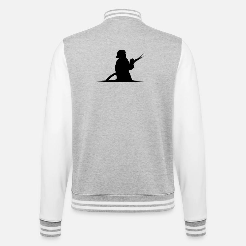 Firefighter Hose Fire Brigade Icon Graphic - College Sweat Jacket - heather grey/white