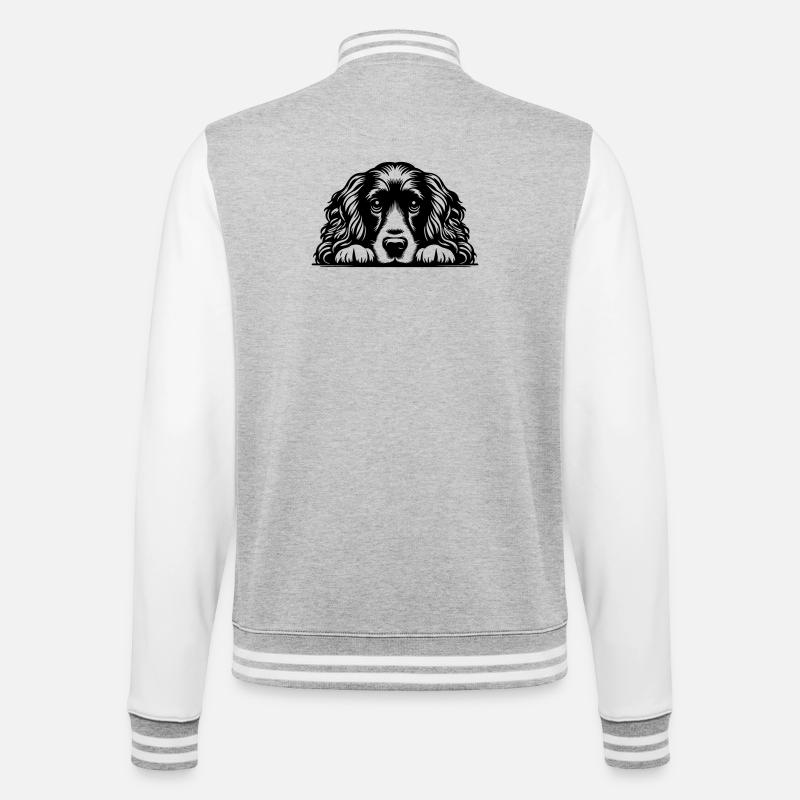 Tête de cocker avec pattes - Veste Teddy - gris chiné / blanc