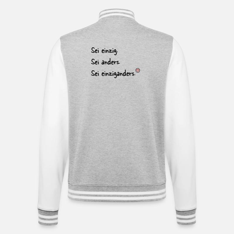 Sei einziganders - College-Sweatjacke - Grau meliert/Weiß