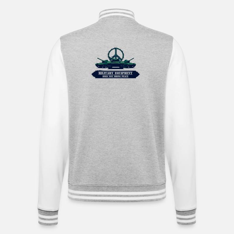 Military equipment does not bring peace - College Sweat Jacket - heather grey/white