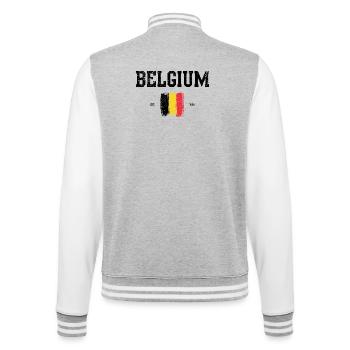 Abstract Belgian Flag Art Print - College Sweat Jacket - heather grey/white - Back - Marisol (170cm)