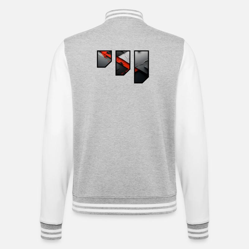 Abstract Red and Grey Tearing Pattern - College Sweat Jacket - heather grey/white