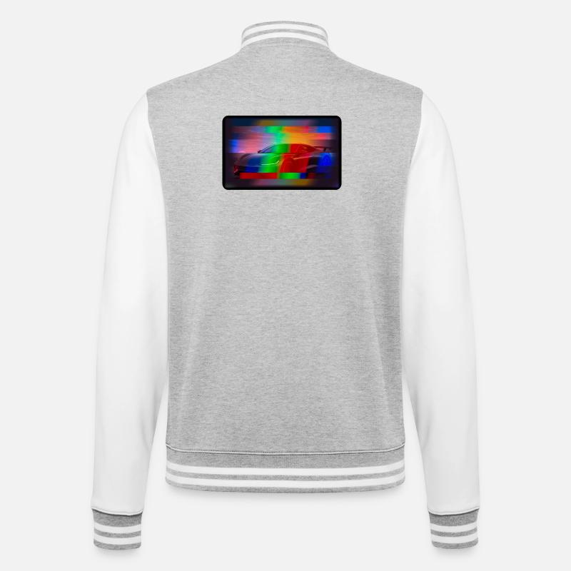 Futuristisches Sportauto mit Regenbogen-Effekt - College-Sweatjacke - Grau meliert/Weiß
