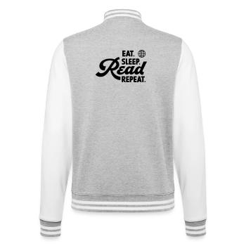 Eat Sleep Read Repeat - College Sweat Jacket - heather grey/white - Back - Marisol (170cm)