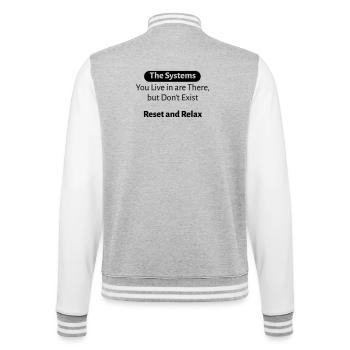 The_Systems - College Sweat Jacket - heather grey/white - Back - Marisol (170cm)
