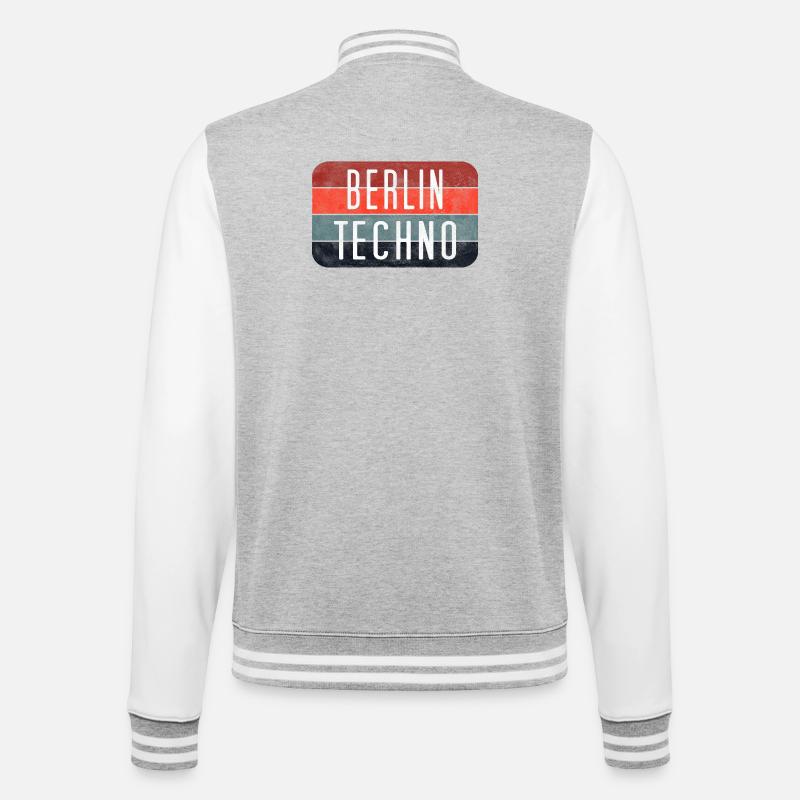 Berlin Techno Text - College Sweat Jacket - heather grey/white