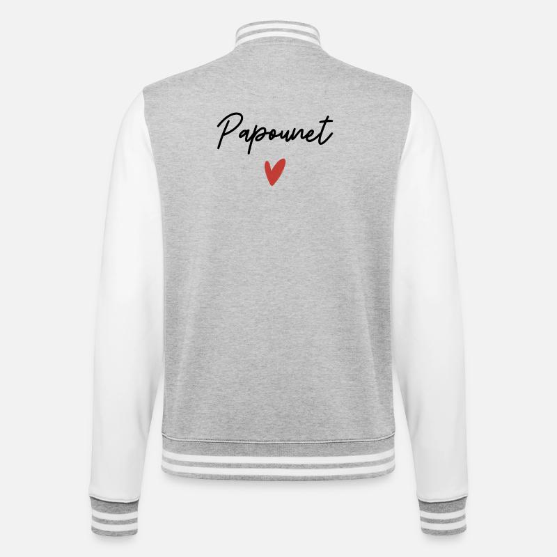 Papa Herz Geschenkidee - College-Sweatjacke - Grau meliert/Weiß