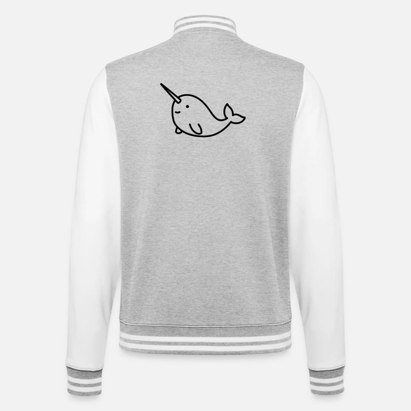 Narwal - College-Sweatjacke - Grau meliert/Weiß