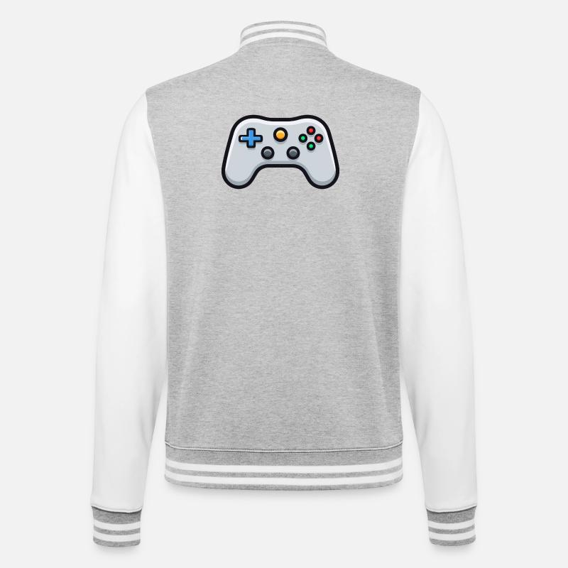 Gamepad Logo, Controller, Retro Console - College Sweat Jacket - heather grey/white