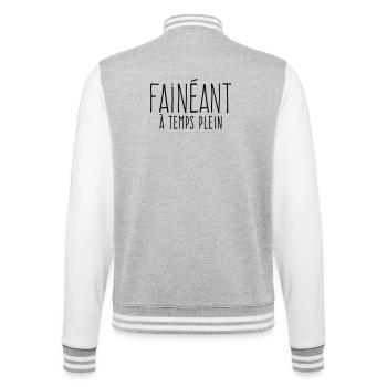 Vollzeit-Faulpelz – In Lob der Faulheit - College-Sweatjacke - Grau meliert/Weiß - Hinten - Marisol (170cm)